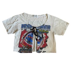 I AM KOKO LA Reworked Vintage Women's M Racing T-Shirt Open Front Cropped